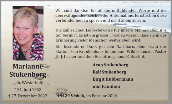 Anzeige von Marianne Stukenborg von OM-Medien