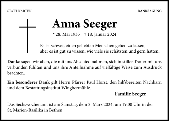 Anzeige von Anna Seeger von OM-Medien