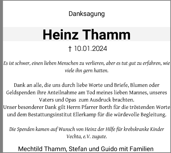 Anzeige von Heinz Thamm von OM-Medien