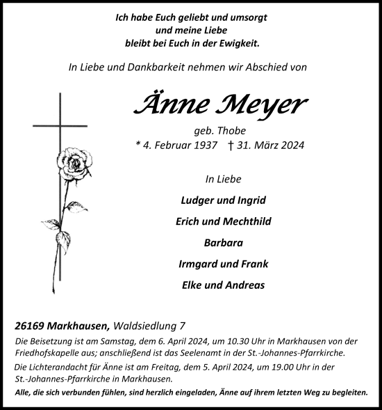 Anzeige von Änne Meyer von OM-Medien