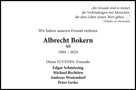 Anzeige von Albrecht Bokern von OM-Medien