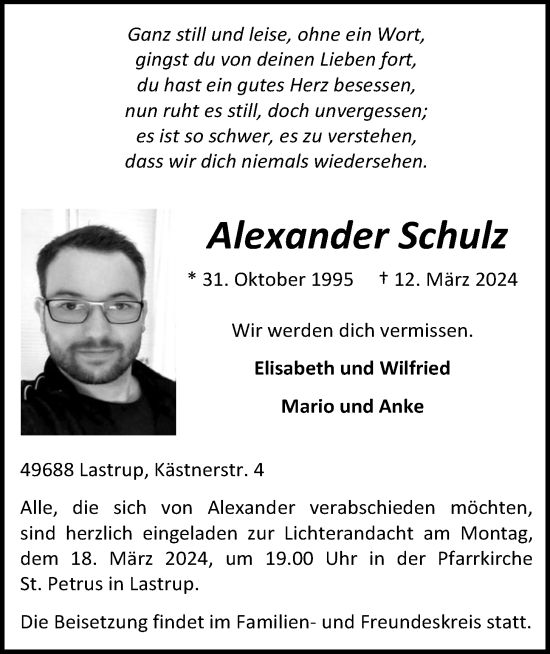 Anzeige von Alexander Schulz von OM-Medien