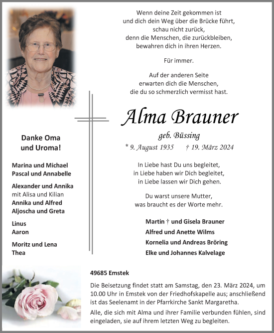 Anzeige von Alma Brauner von OM-Medien