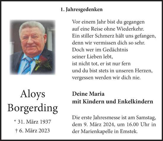 Anzeige von Aloys Borgerding von OM-Medien