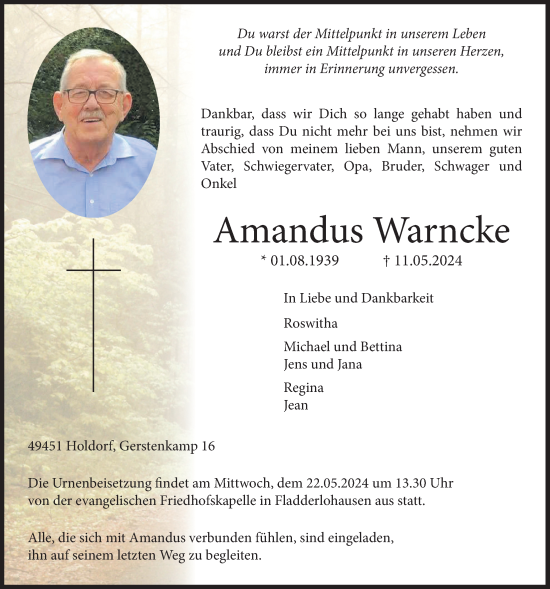 Anzeige von Amandus Warncke von OM-Medien