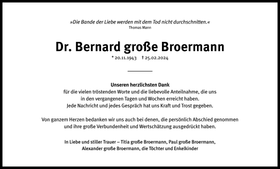 Anzeige von Bernard große Broermann von OM-Medien