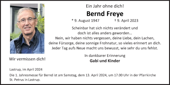 Anzeige von Bernd Freye von OM-Medien