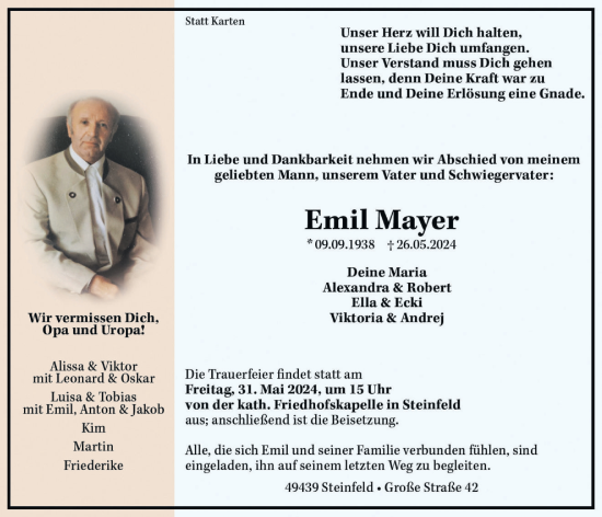 Anzeige von Emil Mayer von OM-Medien