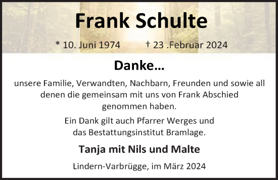 Anzeige von Frank Schulte von OM-Medien