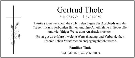 Anzeige von Gertrud Thole von OM-Medien