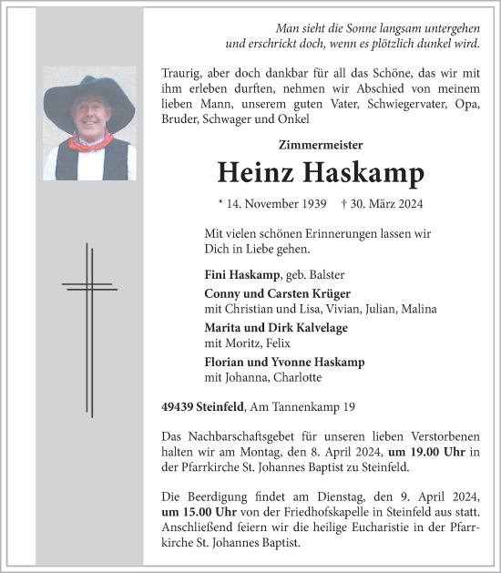 Anzeige von Heinz Haskamp von OM-Medien