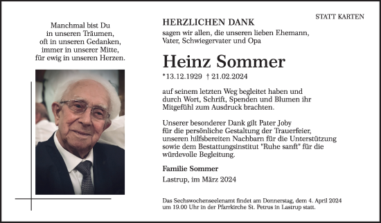 Anzeige von Heinz Sommer von OM-Medien