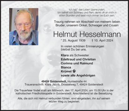 Anzeige von Helmut Hesselmann von OM-Medien