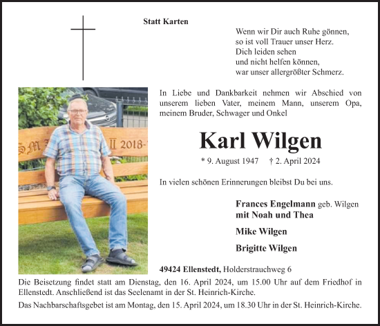 Anzeige von Karl Wilgen von OM-Medien