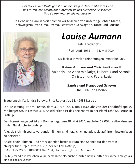 Anzeige von Louise Aumann von OM-Medien