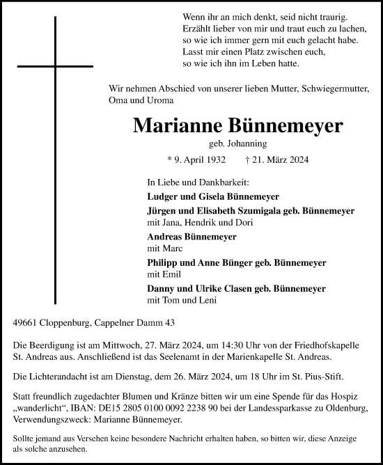 Anzeige von Marianne Bünnemeyer von OM-Medien