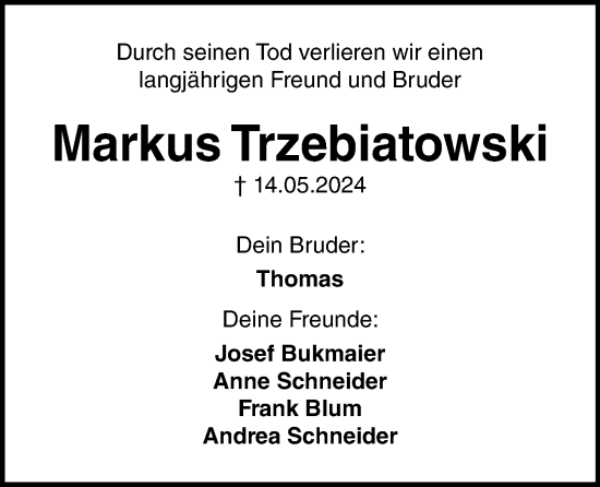 Anzeige von Markus Trzebiatowski von OM-Medien