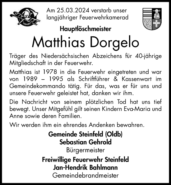 Anzeige von Matthias Dorgelo von OM-Medien