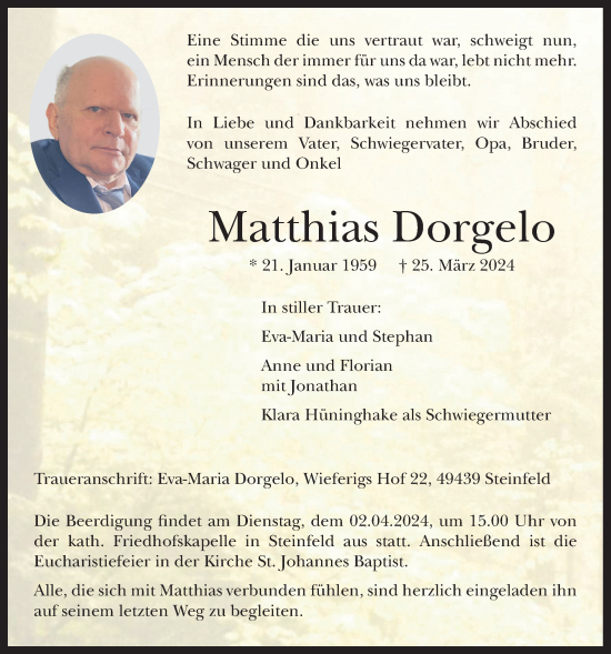 Anzeige von Matthias Dorgelo von OM-Medien