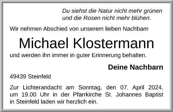 Anzeige von Michael Klostermann von OM-Medien