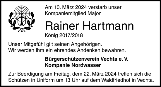 Anzeige von Rainer Hartmann von OM-Medien