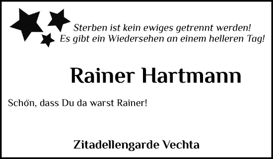 Anzeige von Rainer Hartmann von OM-Medien