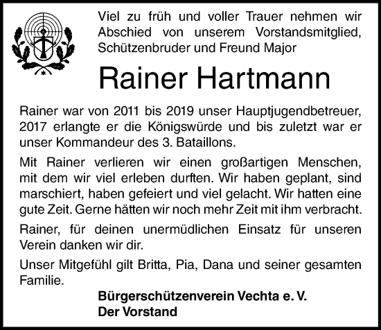 Anzeige von Rainer Hartmann von OM-Medien