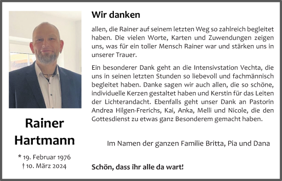 Anzeige von Rainer Hartmann von OM-Medien