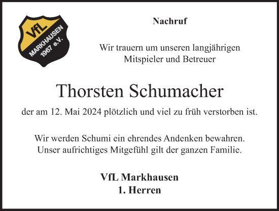 Anzeige von Thorsten Schumacher von OM-Medien