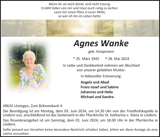 Anzeige von Agnes Wanke von OM-Medien