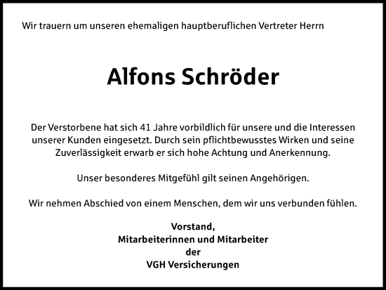 Anzeige von Alfons Schröder von OM-Medien