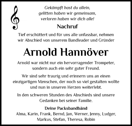 Anzeige von Arnold Hannöver von OM-Medien