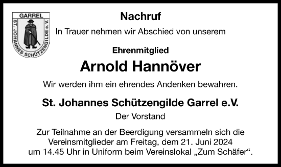 Anzeige von Arnold Hannöver von OM-Medien