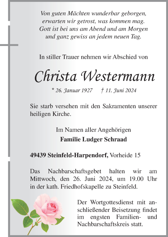 Anzeige von Christa Westermann von OM-Medien