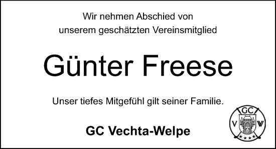 Anzeige von Günter Freese von OM-Medien