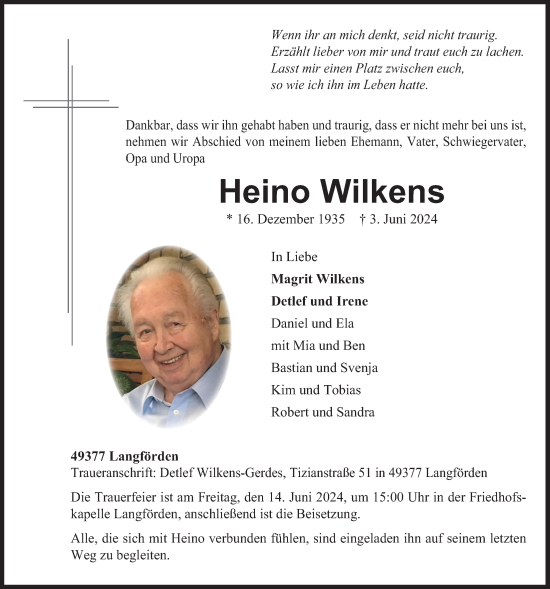 Anzeige von Heino Wilkens von OM-Medien