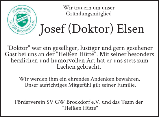 Anzeige von Josef Elsen von OM-Medien