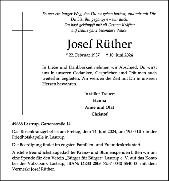 Anzeige von Josef Rüther von OM-Medien