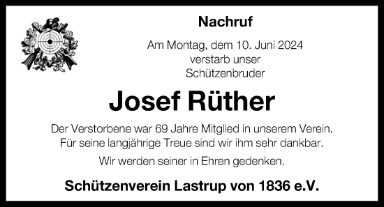 Anzeige von Josef Rüther von OM-Medien