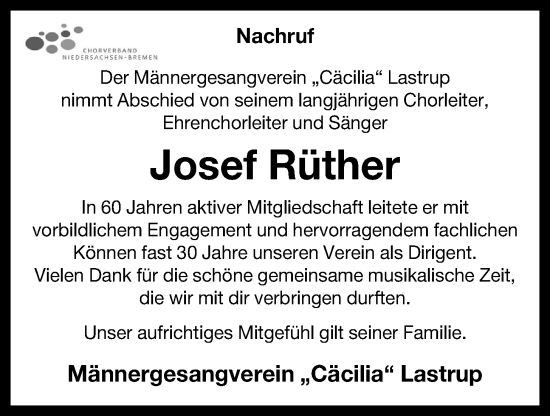 Anzeige von Josef Rüther von OM-Medien