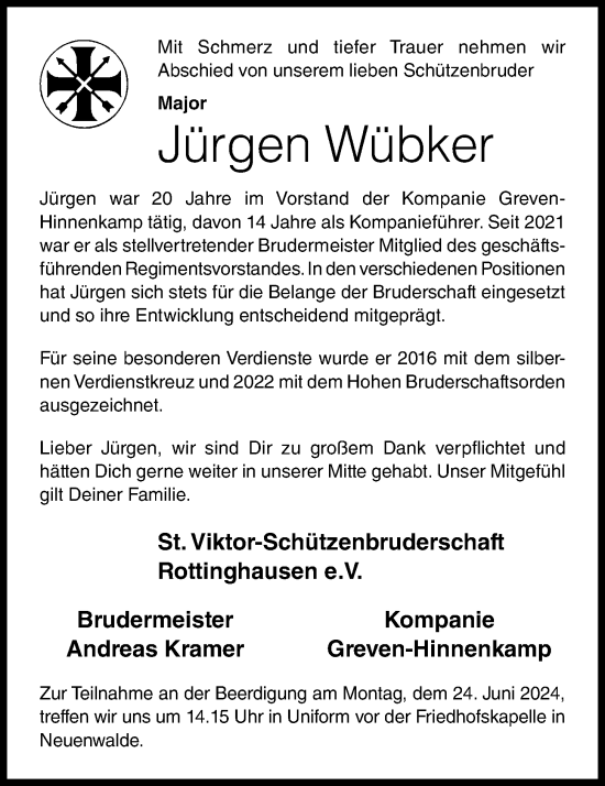 Anzeige von Jürgen Wübker von OM-Medien