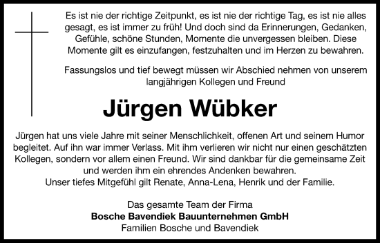 Anzeige von Jürgen Wübker von OM-Medien