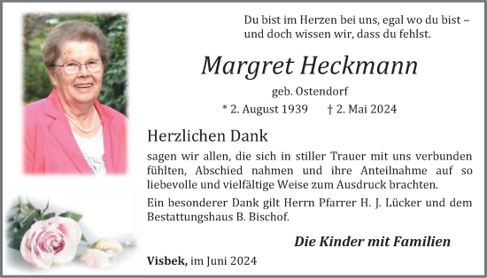 Anzeige von Margret Heckmann von OM-Medien