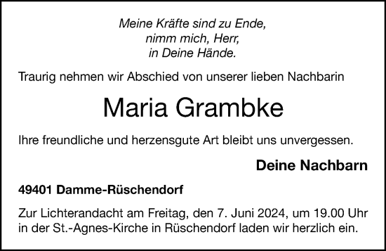 Anzeige von Maria Grambke von OM-Medien