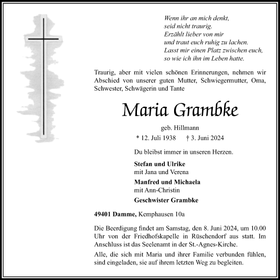 Anzeige von Maria Grambke von OM-Medien