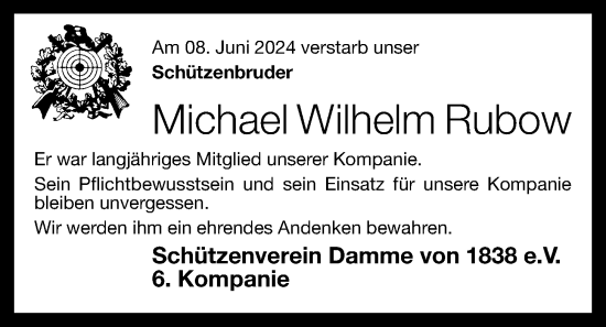 Anzeige von Michael Wilhelm Rubow von OM-Medien