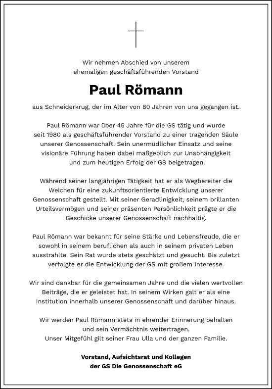 Anzeige von Paul Römann von OM-Medien