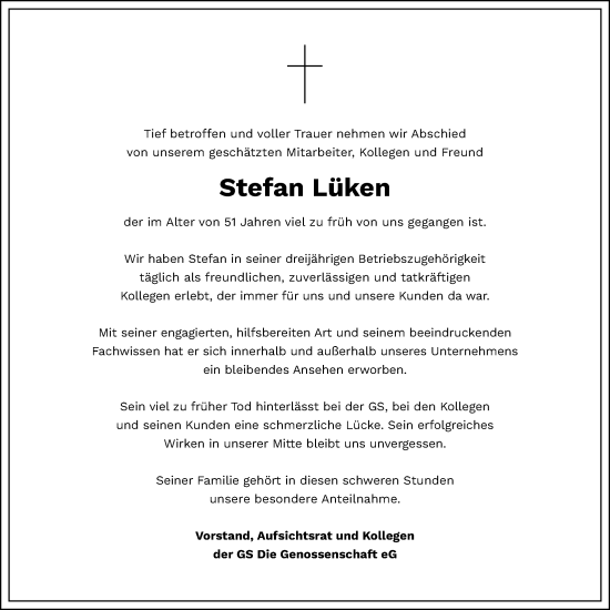 Anzeige von Stefan Lüken von OM-Medien