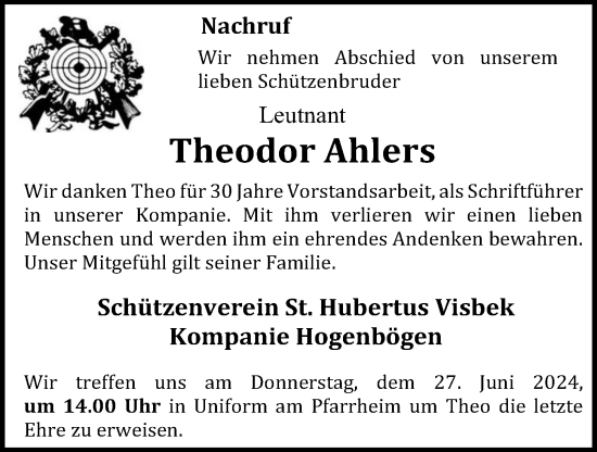 Anzeige von Theodor Ahlers von OM-Medien