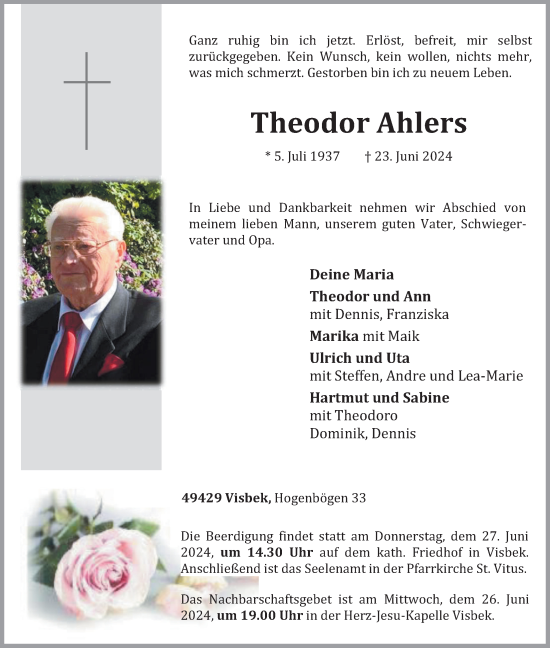 Anzeige von Theodor Ahlers von OM-Medien